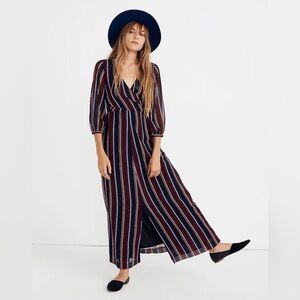 Madewell Wrap-Around Maxi Dress in Stockdale Stripe